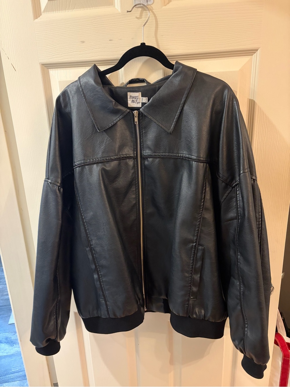 Princess Polly Black Faux Leather Bomber Jacket - Picture 2 of 2